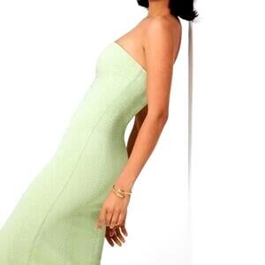 Gigi C Maya Sage Green Bodycon Midi Dress Stretch Knit Size Large